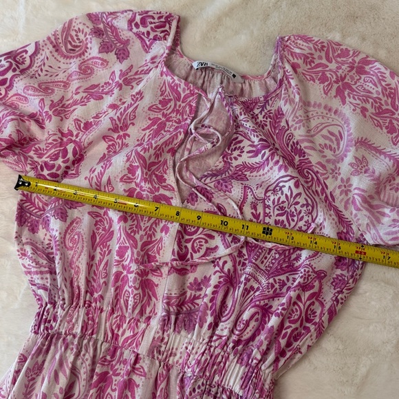 Zara Romantic Flirty Pink & White Paisley Layered Linen Mini Dress- size XS - Picture 13 of 16